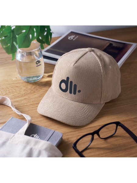 Cappellino baseball 5 pannelli in velluto a coste con chiusura in metallo Wale