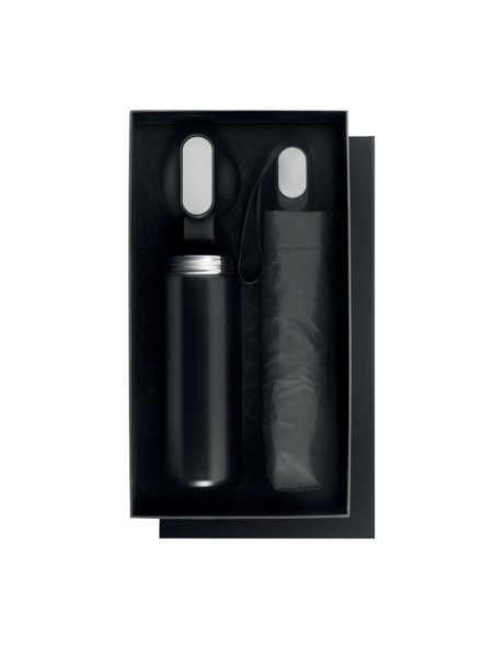 Set regalo acciaio inox con bottiglia termica e ombrello