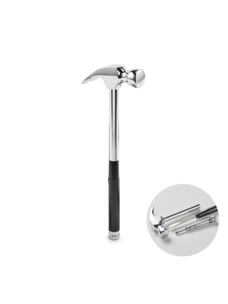 Martello e cacciavite in acciaio al carbonio multifunzione 4 inserti Claw it