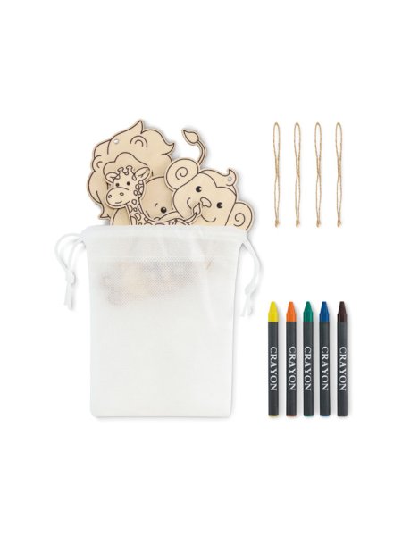 Set creativo da dipingere con appendini in legno e pastelli Thezoo