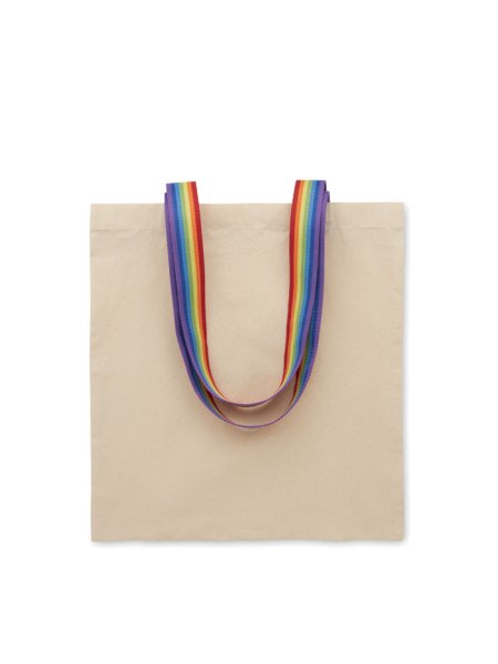 Shopper in cotone da 180 gr/m² con manici color arcobaleno