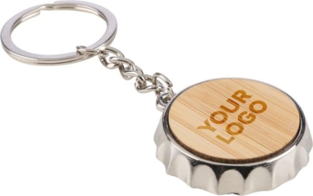 Portachiavi apribottiglie lega zinco e bambù personalizzabile Finn