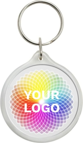 Portachiavi rotondo in plastica con anello personalizzabile Leco