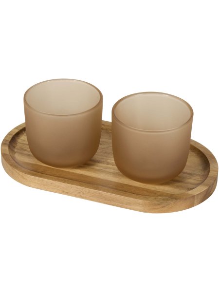 Set di vassoio da portata in legno con set di bicchieri in vetro Male