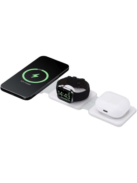 Caricabatterie wireless 3 in 1 pieghevole in plastica riciclata Armus