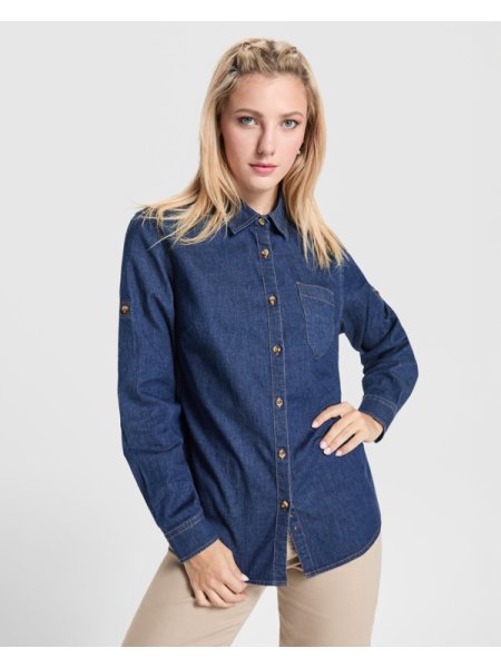 Camicia in denim da donna personalizzabile Roly Lujan Woman