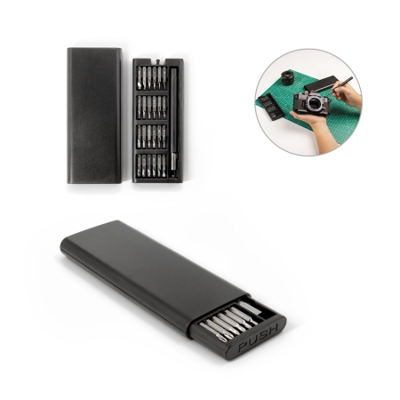 Set cacciaviti con punte magnetiche e custodia in ABS riciclato ATOM