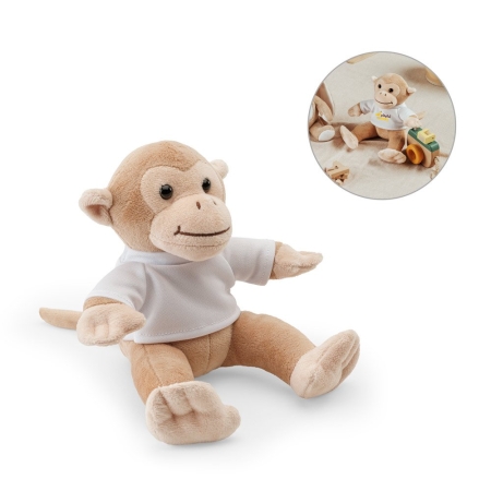 Peluche a forma di scimmia con maglietta personalizzabile MONKY