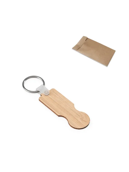 Portachiavi in bambù con estremità a forma di moneta SHOPZ