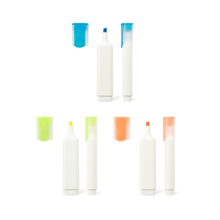 Evidenziatore con clip corpo bianco e traslucido FLETCHER