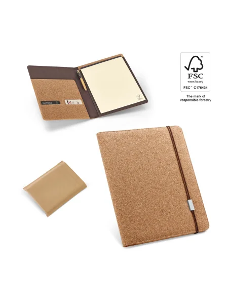 Cartella A4 in sughero con blocco note personalizzabile SERPA