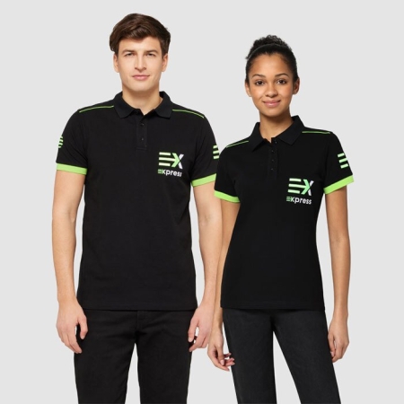 Polo personalizzabile in cotone con profili a contrasto 190  g/m²