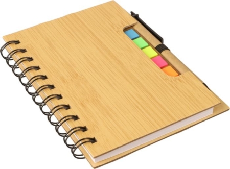 Taccuino effetto bamboo con 70 pagine a righe e penna Niall