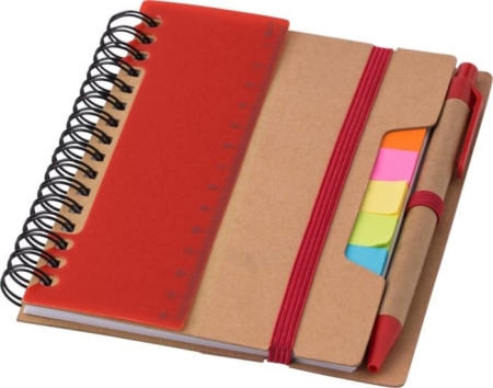 Taccuino carta riciclata rilegato a filo con penna e memo stick Angela