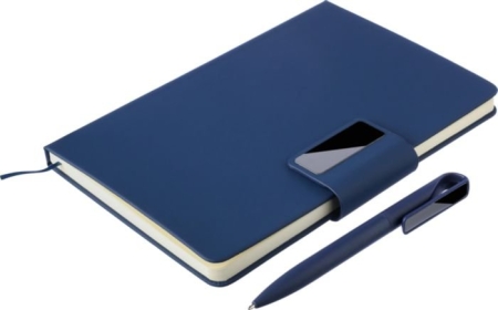 Set regalo ecologico con penna in alluminio e taccuino PU Roan