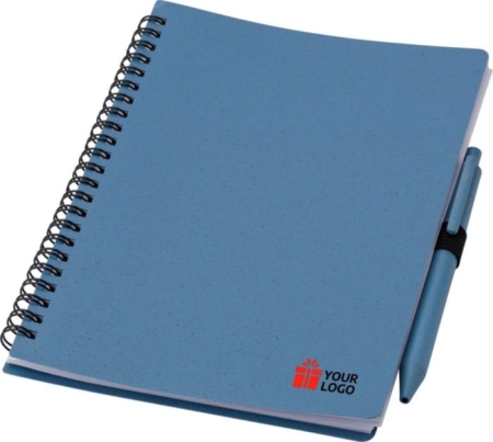 Notebook a spirale A5 con copertina in fibra di grano e penna Massimo