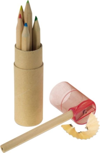 Set 6 matite colorate FSC con temperamatite e confezione cilindrica Libbie