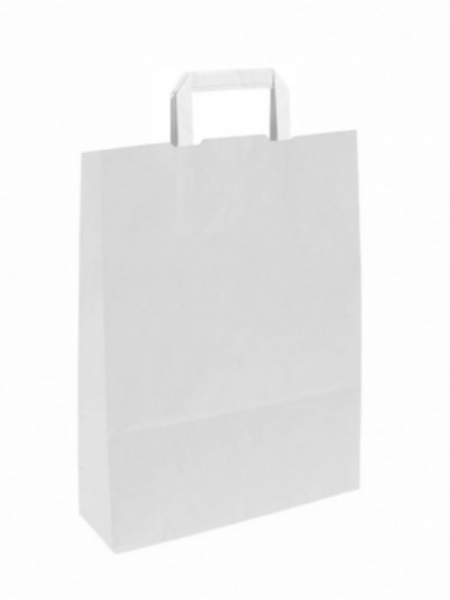 Buste in carta kraft bianche maniglia piatta - 18 x 8 x 25 cm