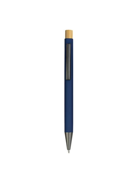 penna-a-scatto-in-metallo-gommato-con-particolari-bruniti-e-pulsante-in-bambu-blu-scuro-5.webp
