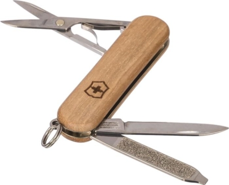 Coltellino tascabile Victorinox Classic SD Wood in noce personalizzabile