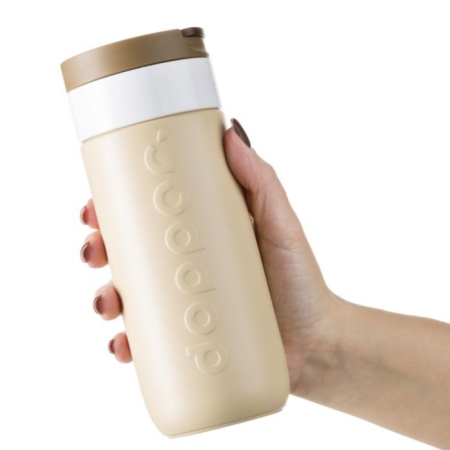 Tazza da viaggio Dopper in acciaio riciclato con tappo flip