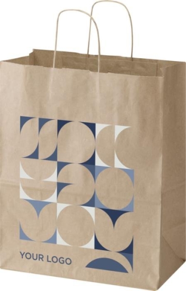 Sacchetto di carta da 80-90 g/m² con manici intrecciati, 25 x 15 x 32 cm Kraft