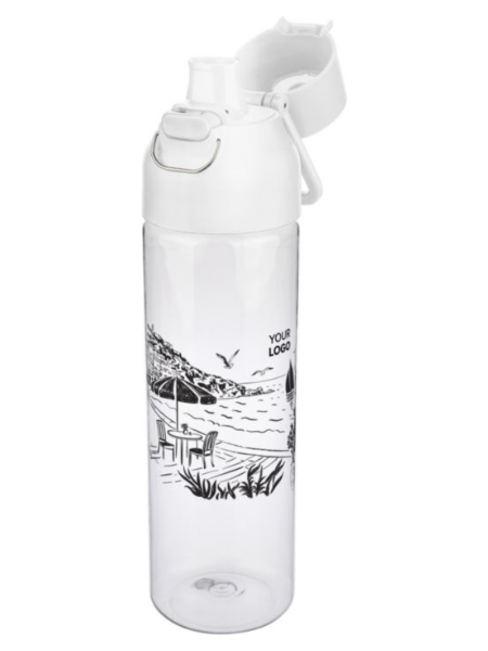 Borraccia Tritan 750 ml trasparente con maniglia personalizzabile Dune