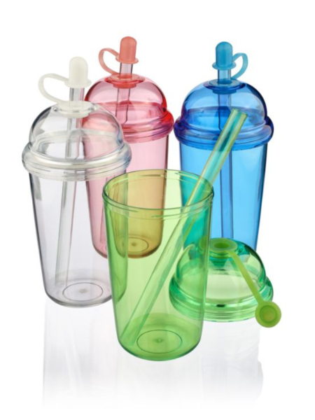 Tazza 500 ml PET riciclato con cannuccia Glow
