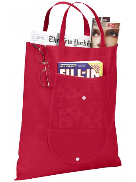 Shopper-Borsa in tnt richiudibile - 80 gr - 39x46 cm. con tasca frontale