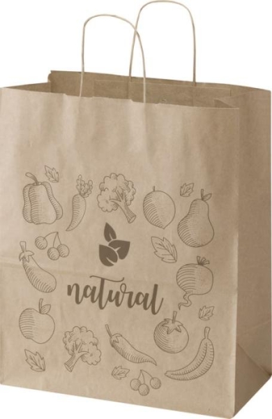 Sacchetto di carta da 80-90 g/m² con manici intrecciati, 32 x 17 x 39 cm Kraft