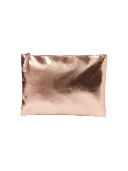 Trousse cosmetici PU metallizzata con zip personalizzabile Mecol