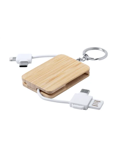 Portachiavi cavo ricarica bambù USB multiplo personalizzabile Edulis
