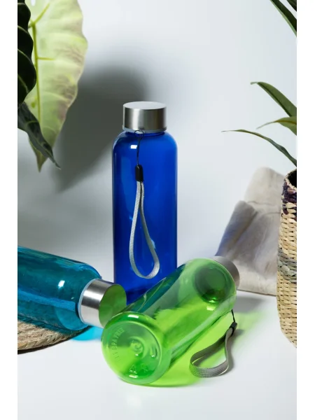 Borraccia 500ml in RPET con tappo in acciaio e tracolla Pemba