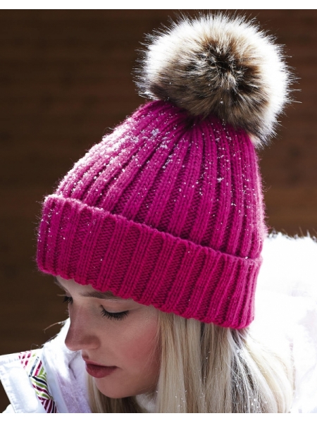 Cappellino invernale personalizzato Beechfield Fur Pom Pom Chunky Beanie