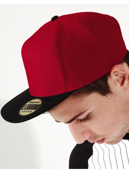 Cappello modello rap e snapback personalizzato Beechfield Original Flat Peak Snapback