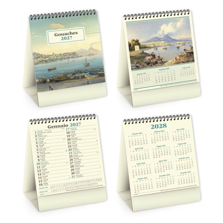 Calendario da tavolo personalizzabile Gouaches 13,5 x 19 cm