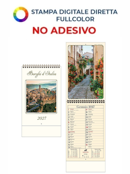 Annuario illustrato spiralato personalizzabile Borghi d'Italia 15,5 x 54 cm
