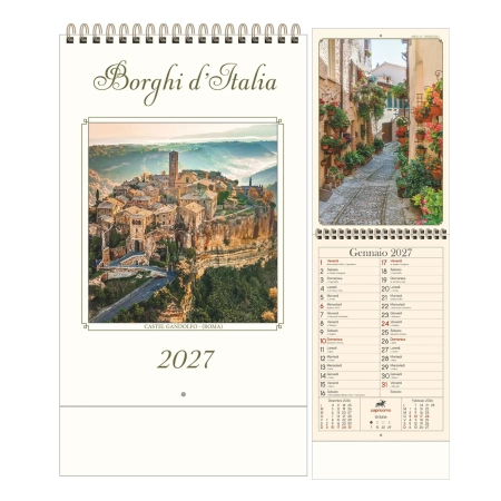 Calendario Illustrato Anticato personalizzabile Borghi d'Italia 15,5 x 54