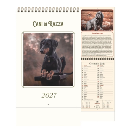 Calendario Illustrato Anticato personalizzabile Cani di Razza 15,5 x 54 cm
