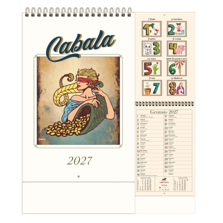 Calendario Illustrato Anticato personalizzabile Cabala 15,5 x 54 cm