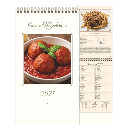 Calendario Illustrato Anticato personalizzabile Cucina Napoletana 15,5 x 54 cm