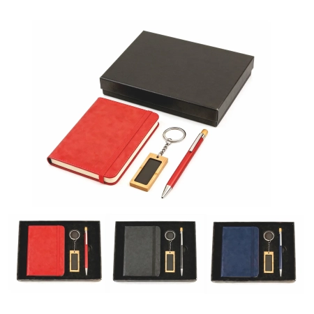 Set regalo portachiavi penna e taccuino personalizzabile Zetro