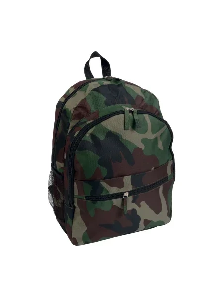 Zaino in poliestere 600D con 6 tasche di cui due laterali retinate personalizzabile 14 L