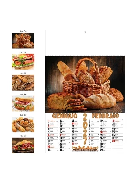 Calendario da parete illustrato personalizzabile Pane e Merenda 32 x 49,5 cm