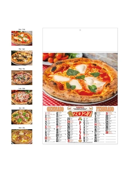 Calendario da parete illustrato personalizzabile Facciamo la Pizza 32 x 49,5 cm