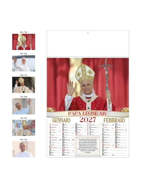 Calendario da parete illustrato personalizzabile Papa Leone XIV 32 x 49,5 cm