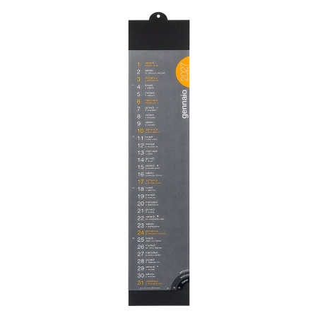 Calendario silhouette mensile in cartoncino nero personalizzabile Zenith Slim 11 x 51 cm
