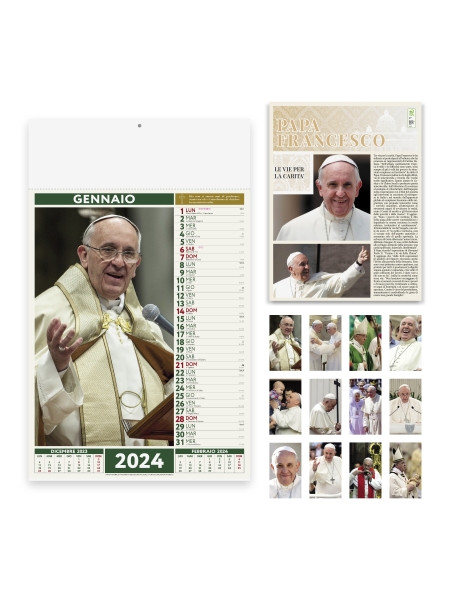 Calendari illustrati personalizzati Papa Francesco 29 x 47 cm