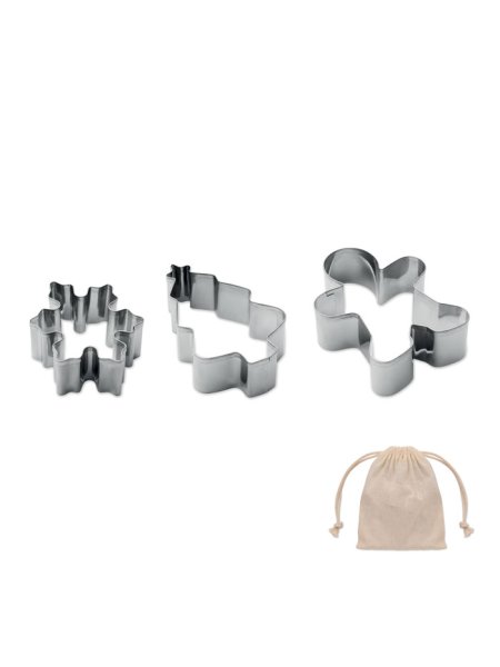 Tagliabiscotti natalizi personalizzabili 3 pezzi inox COOKIES