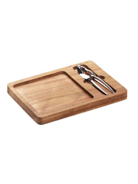Set cucina personalizzabile schiaccianoci e tagliere acacia NUTPLATE